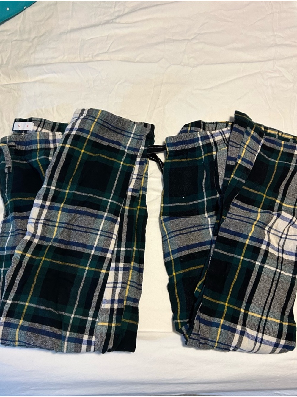 Set - Matching Green Plaid Flannel Pajama Pants